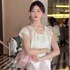 Spring and summer new French pure desire short-sleeved shirt women's gentle temperament versatile u-neck vest top