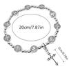 Retro Silver Color Saint Icons Religious Jesus Cross Beaded Bracelets Catholic Christian Jewelry Rosary Gift