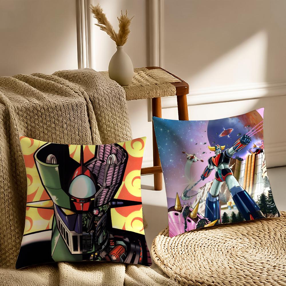 M-Mazinger Z Cushion Cover Silky Short Plush With Invisible Zipper Dustproof Sofa Pillow Cover For Home Decor