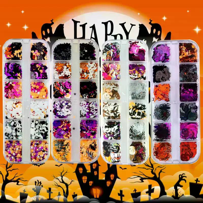 1 Box Halloween Ghost Pumpkin Shape Holographic Festival Glitter Sequins For DIY Making Art Craft Nail Decoration Accessories
