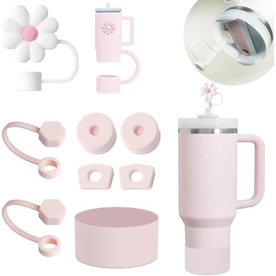 Cup Accessories Set Includes 6Pcs Silicone Spill Proof Stopper, 2Pcs Straw Cover Cap for 9-10 mm Straw, 1Pcs Silicone Boot Compatible with Stanley