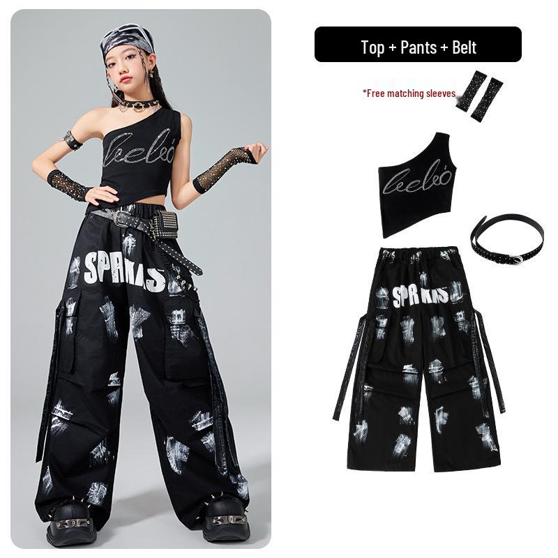 

Дівчачий костюм для джазу та хіп-хопу - Модний літній вуличний одяг для учнів початкової школи 160 cm