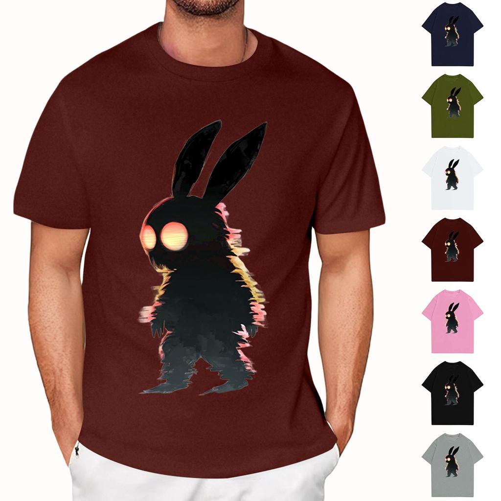 Velikonoce - Pánské ležérní volné tričko s potiskem zajíčka, kulatý výstřih, přetahovací, s krátkým rukávem