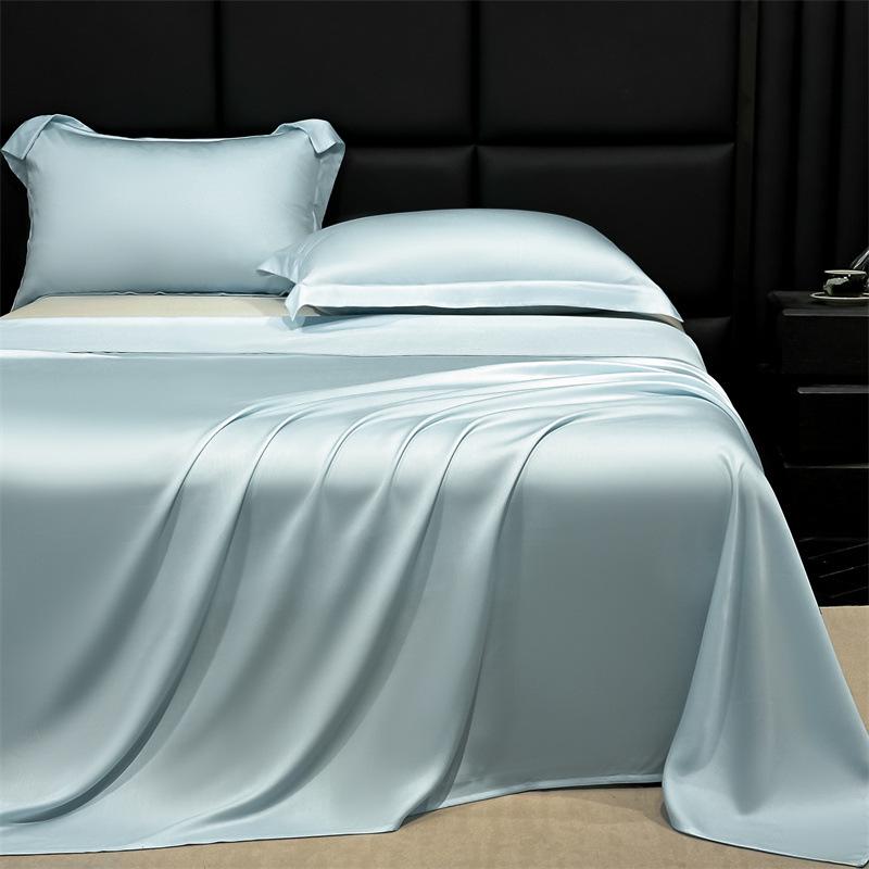 Solid Color Ice Silk Bed Sheet Set - Summer Cooling, Double/Single, Three-Piece, 2025 Edition