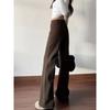 Retro Coffee-colored Slightly Pulled Jeans for Women's Autumn Low-rise Without Sticking To the Legs, Thin and Versatile Straight-leg Floor Pants