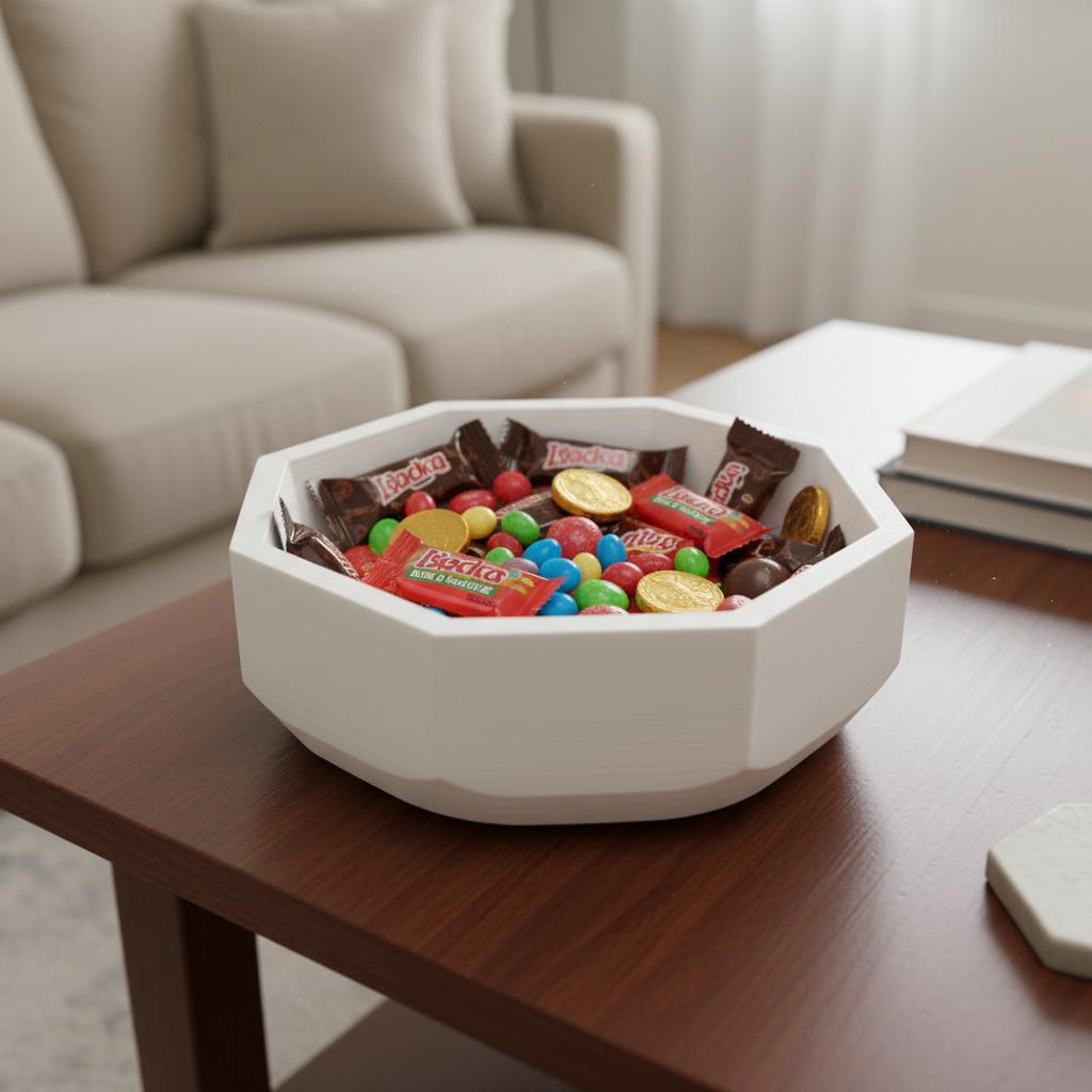 White octagonal geometric bowl, modern design