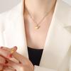 Gold-Plated Geometric Wing Pendant Necklace: Japanese-Korean Design with Titanium Steel Clavicle Chain