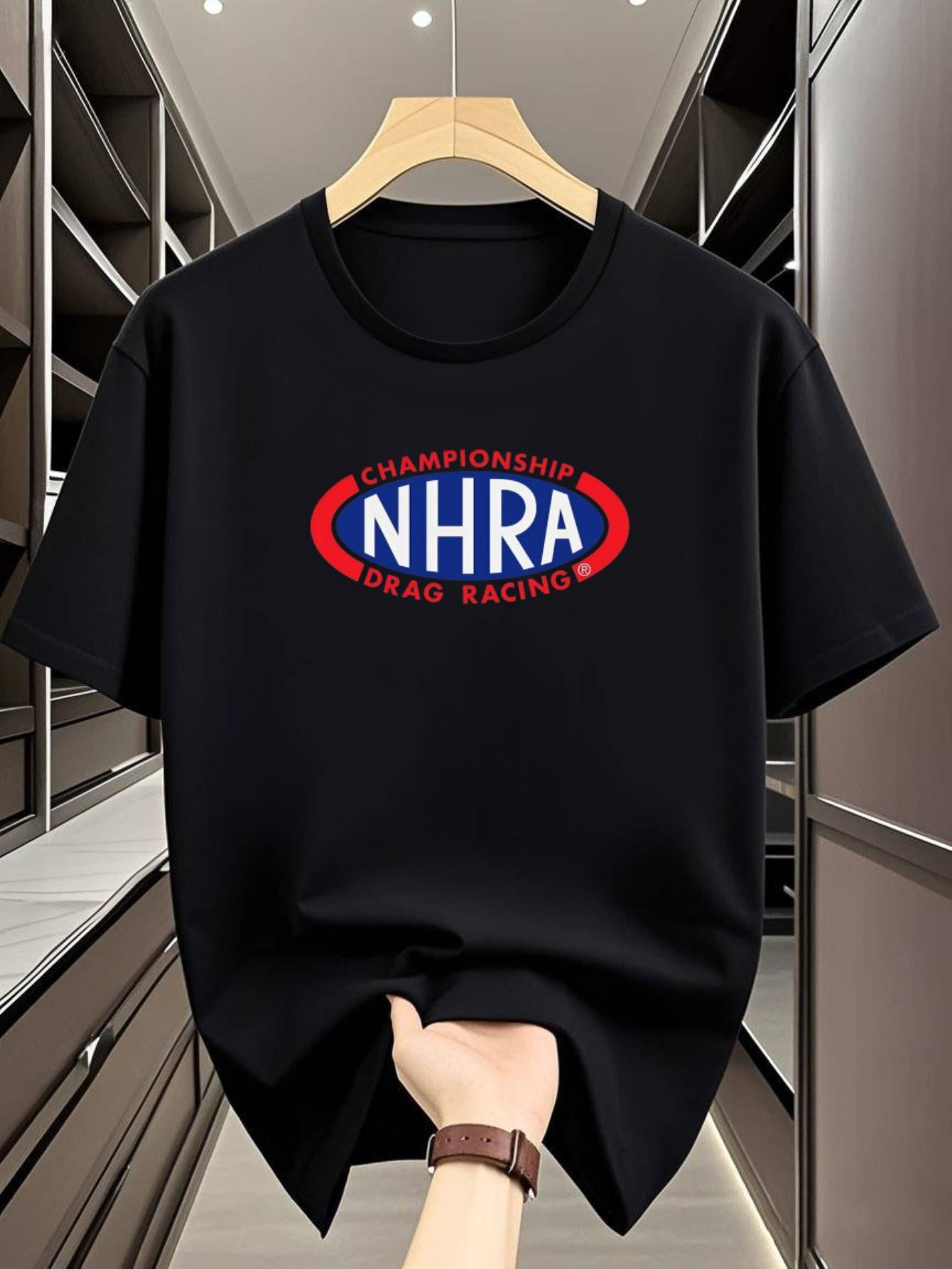 Plus Size Casual T-shirt - NHA Drag Racing Graphic L