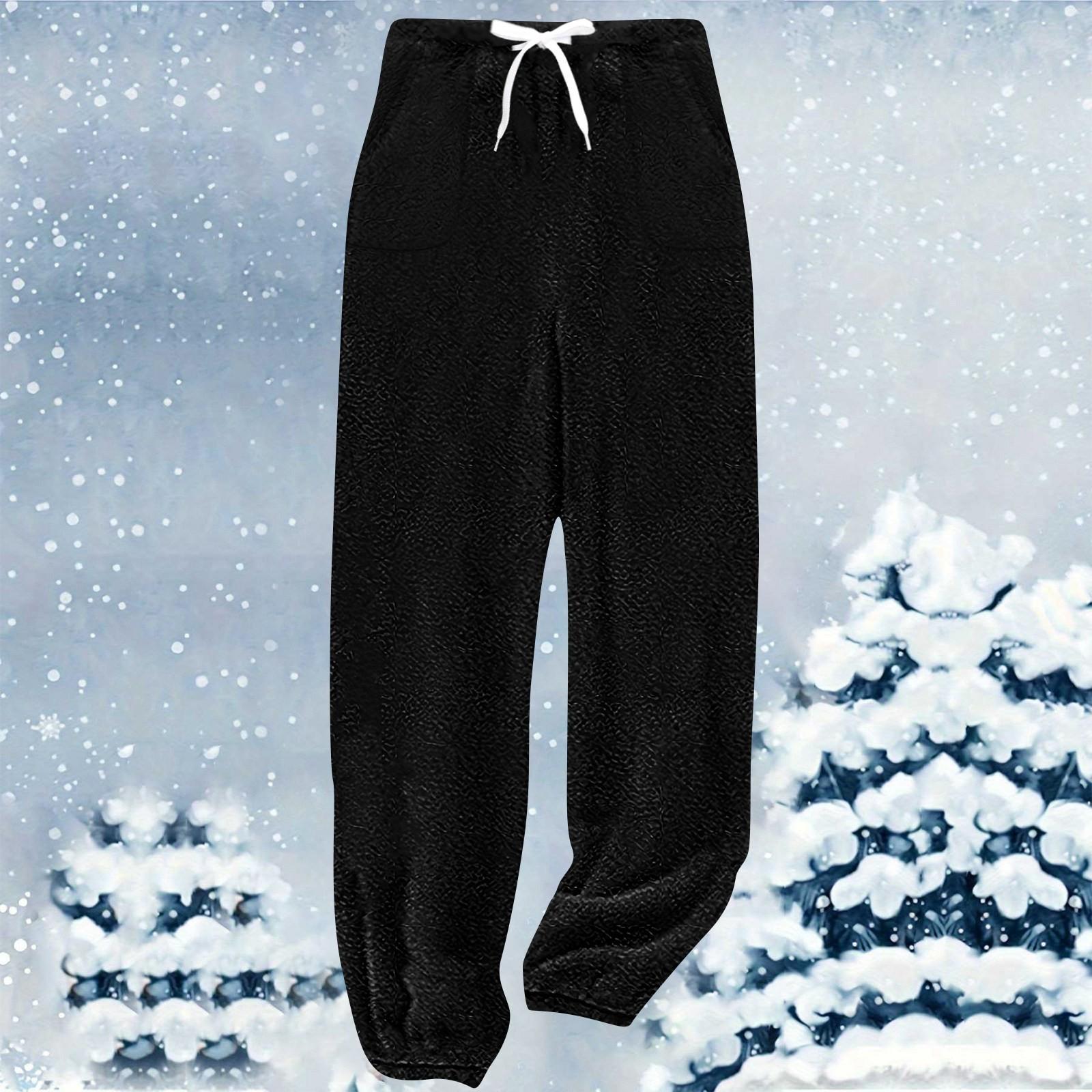 

Жіночі однотонні модні плюшеві повсякденні штани Зручні довгі штани XXXXXL чорний