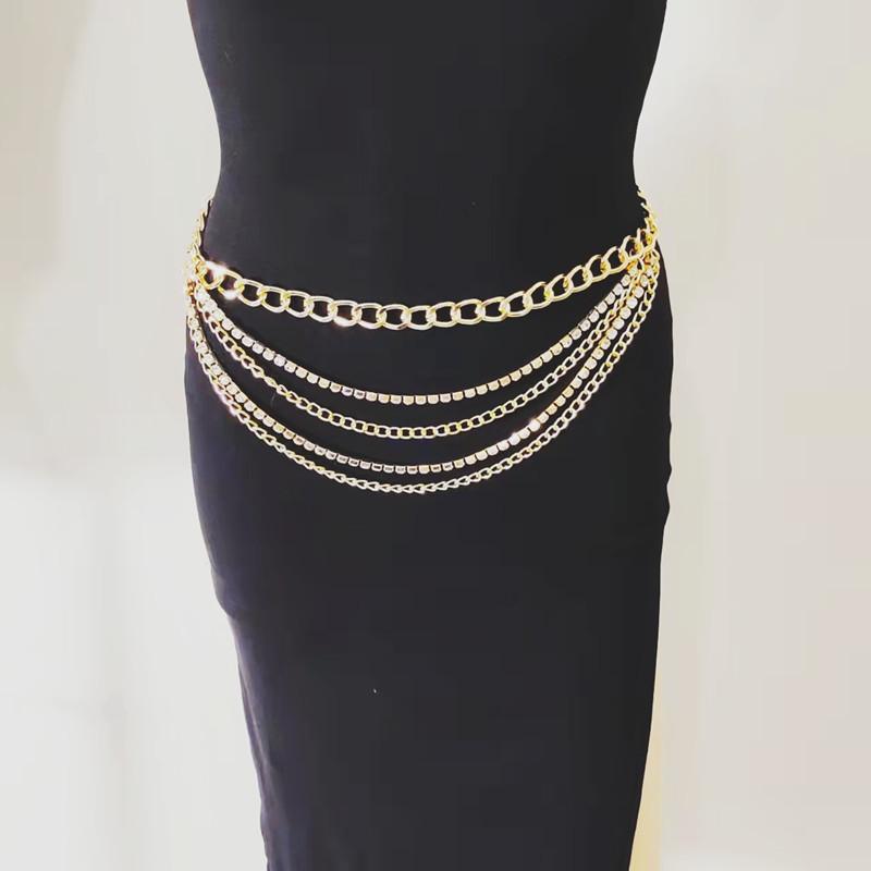 Fashion Metal Rhinestone Claw Chain Multi-layer Tassel Body Chain Versatile Geometric Chain Waist Chain
