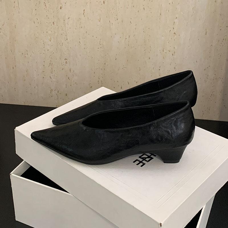Fashion 2025 New Fashion Shallow Ladies Low Heel Pumps Shoes Luxury Female Pointed Toe Footwear Slip On Women Heeled Shoes