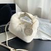 Womens Plush Lunch Box Bag Soft Faux Fur Handbag Crossbody Daily Use