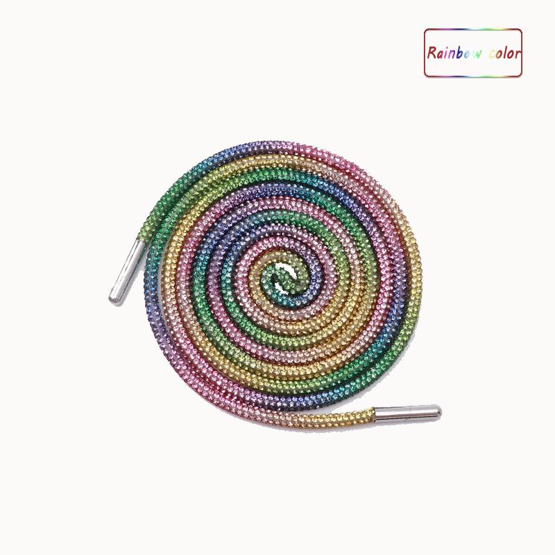 

Luxury Rhinestone Shoe Laces Rainbow Diamond round Shoelaces for Sneakers 100/120/140/160CM DIY Strings 1Pcs 100cm
