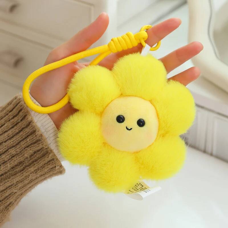 12cm Niedliches Blumen-Plüschtier-Anhänger Gefüllter Weicher Sonnenblumen-Schlüsselanhänger 12 Farben Rucksack-/Schlüssel-Anhänger 12cm
