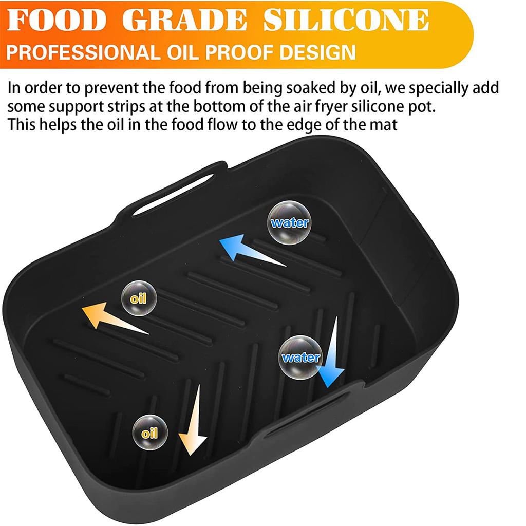 Air Fryer Silicone Tray Rectangle Oven Baking Tray Basket Reusable Liner Insert Dish For Ninja Foodi fryer Pan Accessories