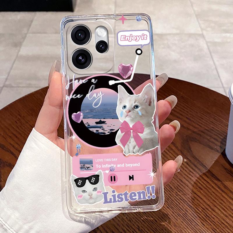 Jelly Casing For OPPO Reno15 F 5G Capa Reno 15 Pro Max 15PRO Clear Silicone Soft TPU Back Cover Cute Cat Rabbit Heart Phone Case