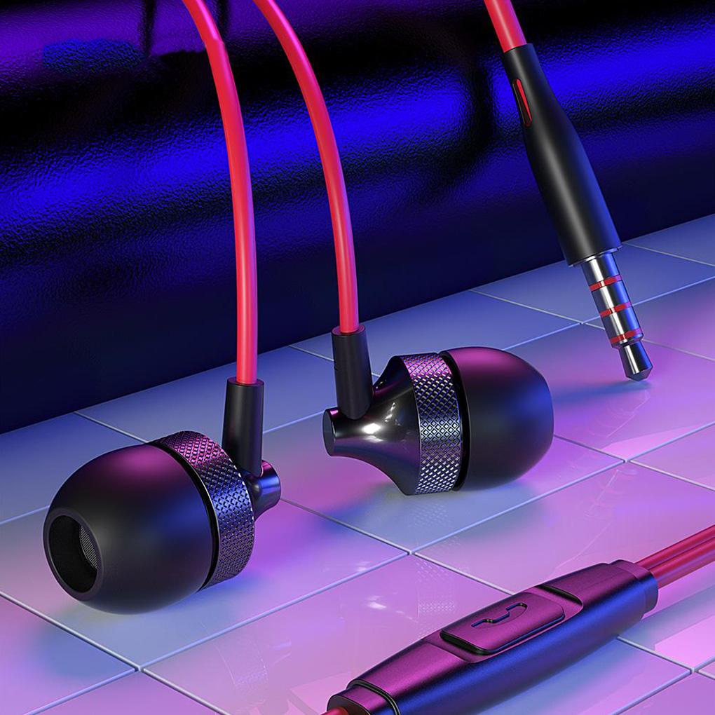 Wire Earphone 3.5mm Interface Computer Phone Line Control In-ear Type Headphone Headset