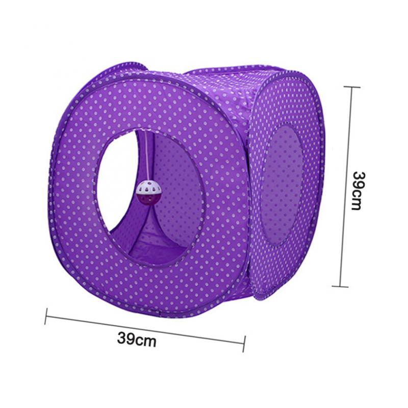 Expandable and flexible cat play tent with a cat toy ball, easy to store, 39 x 39 cm