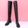 Large size high boots women's over-knee elastic boots women's winter velvet long boots round head thick heel Martin boots tide