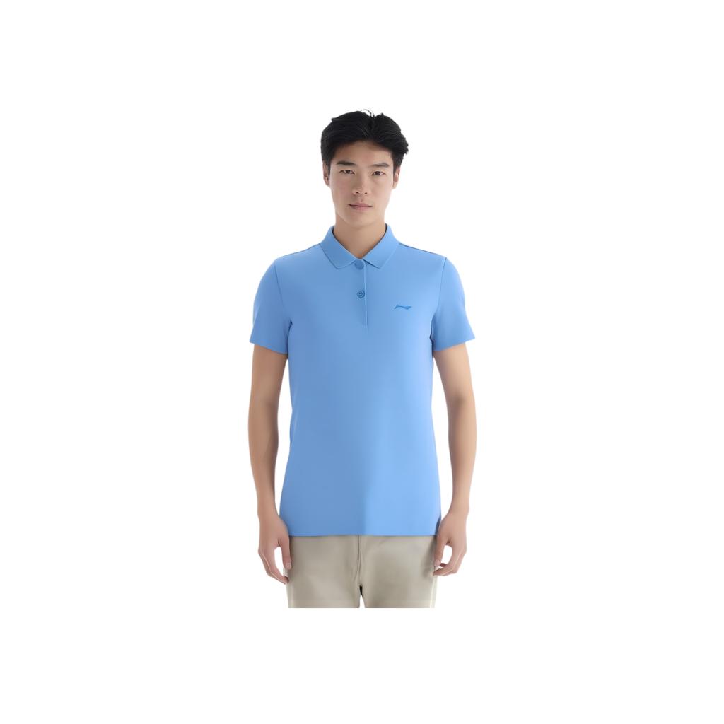 Li-Ning Fitness Series Solid Color Polo Shirt Men tops Paris-Blue APLT076-4