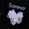 Women's Plus Size Slimming Loose Fit Mid-Length Round Neck Short-Sleeve T-Shirt (Sizes 200/300/350 Jin)