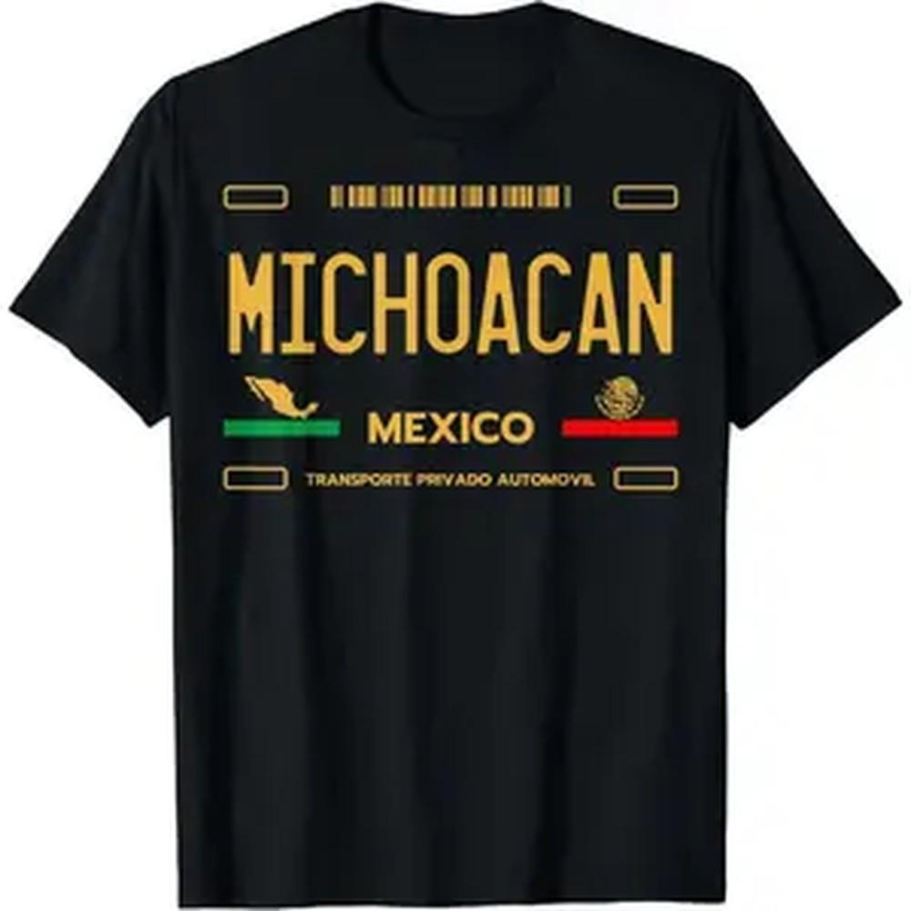 Michoacan Mexico License Plate Aesthetic Michoacan Tshirt Summer Streetwear Casual