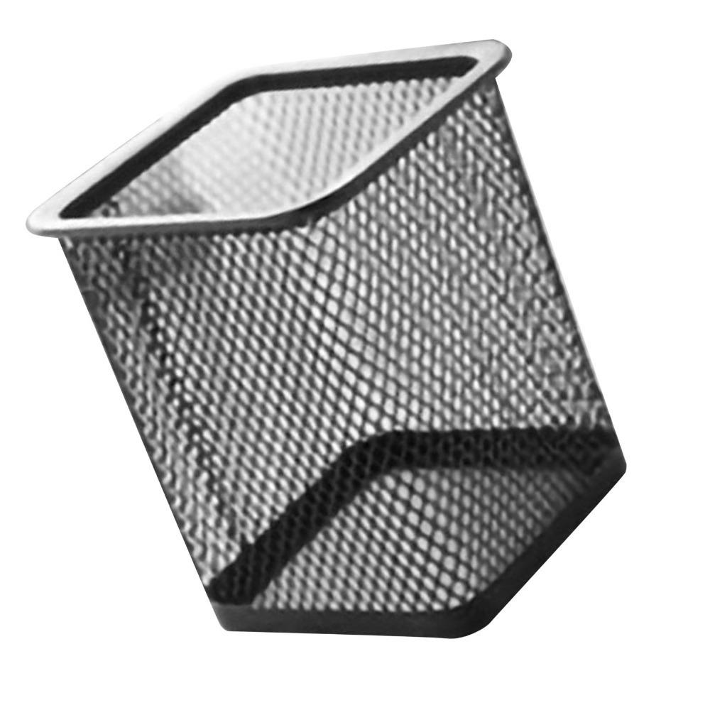2 pcs Metal Pen Holder Solid Structure Square Storage Tube Desk Container Stationery Sorting
