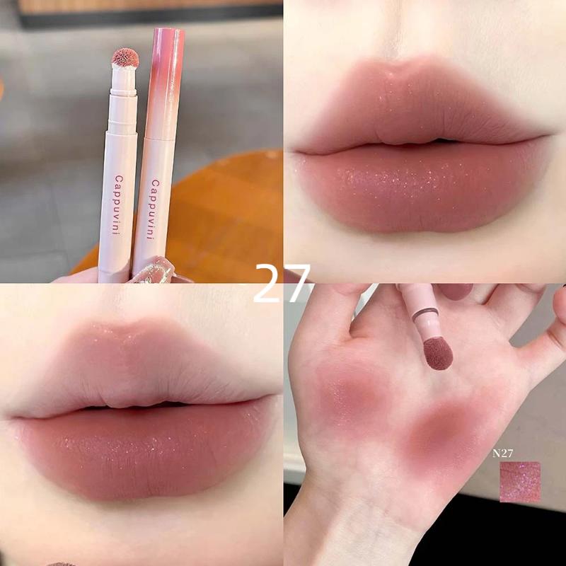 

Cappuvini Hydrating Non-sticky Lip Powder Cream Cushion Lipstick Matte Lip Stain Red Lipsticks Light Lines Lip Clay Cosmetics 27