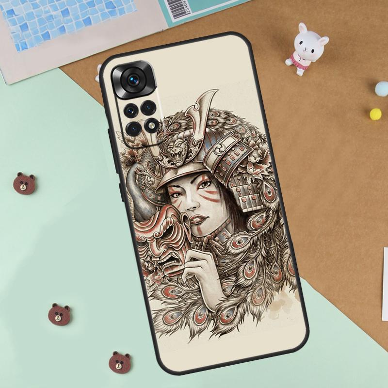 Anime Girl Samurai Case For Xiaomi Redmi 14C 10C 12C 13C Cover For Redmi Note 13 Pro 14 9 10 11 12 10S 11S 12S