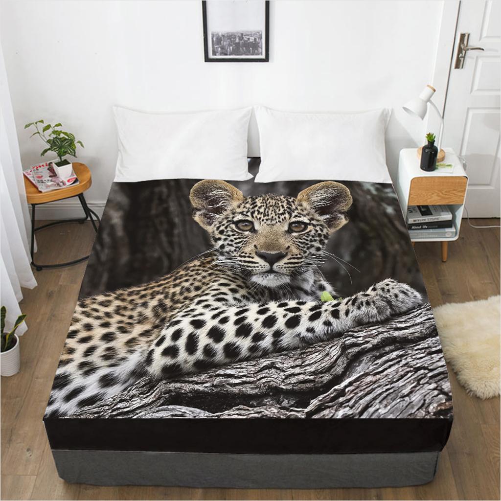 Animal Pattern Fitted Sheet 3D Printed Mattress Cover Elastic Band Bed Sheet Bedding Single Piece