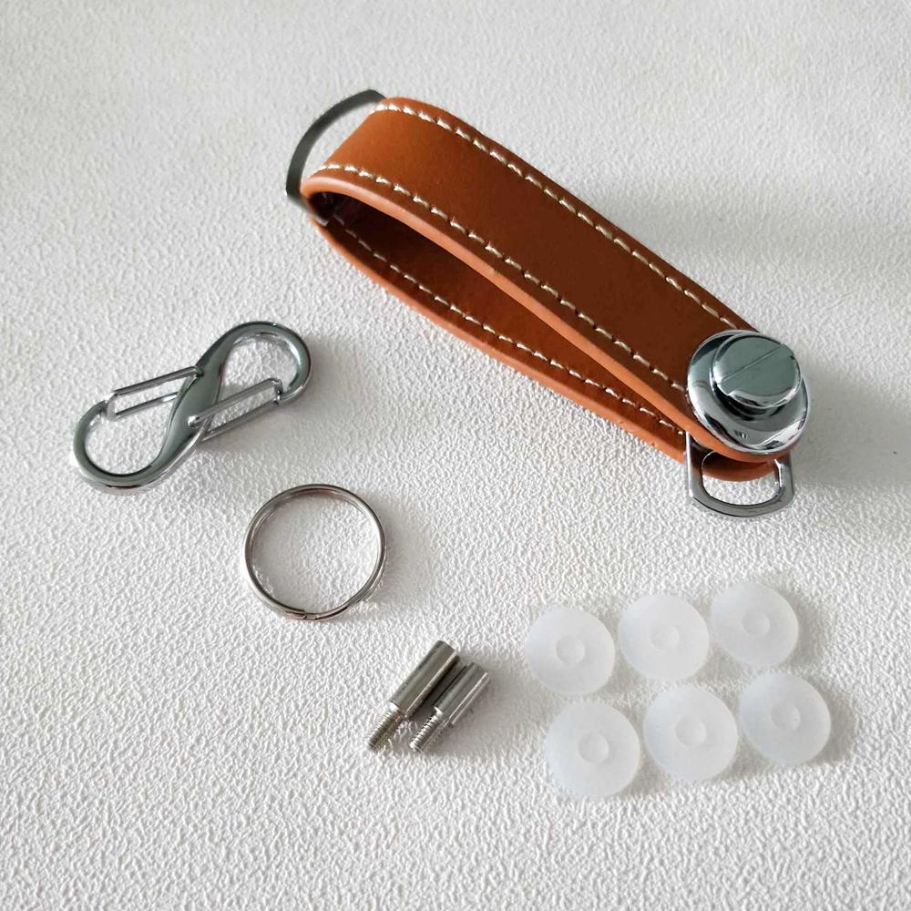 High-Grade Leather Stainless Steel Keychain Car Key Rings Holder Case Small Portable Housekeeper Key Organizer Bag Key Wallet
