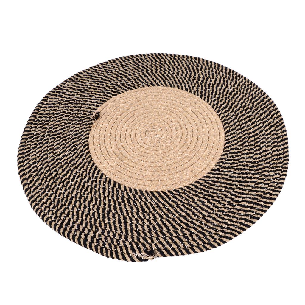 Round Jute Rug Reversible Retro Nordic Style Fashionable Area Rug Circle Carpet for Bedroom Hallway