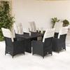 VidaXL Garden Dining Set Cushions 7 Pcs Black Wicker, Outdoor Dining Set, Furniture of 3276869