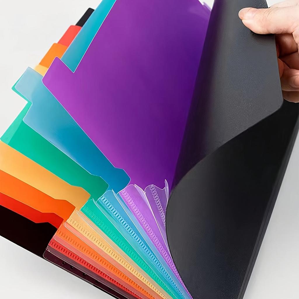 1 buc. Geantă de dosare tip acordeon, organizator de dosare A4 cu inserții colorate - Ideal pentru organizarea școlii, acasă și la birou