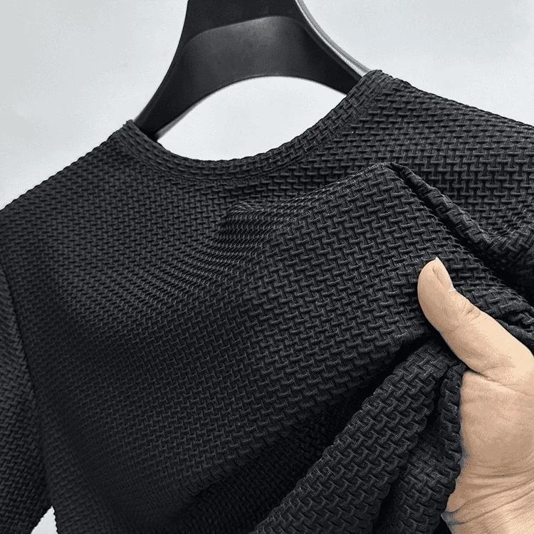 Summer Stretch Bamboo Mesh Ice Silk T-shirt Men's Short Sleeve Round Neck Half-sleeved Men's Base Shirt Summer Thin Trend