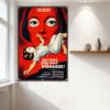 Vintage Les Yeux Sans Visage Movie Poster Metal Tin Sign, Red Background Rusty Border, Horror Film Decor for Bar Pub Home Cafe W