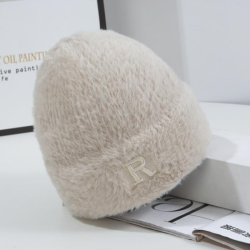 New Hat for Women's Warm Imitation Mink Knitted Hat Korean Style Versatile Windproof Ear Protection Wool Hat Versatile Cold Hat Men