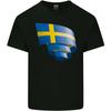 Curled Swedish Flag Sweden Day Football Kids T-Shirt Childrens