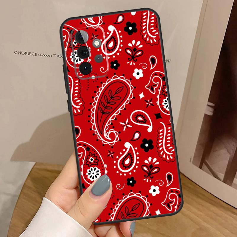 Red Bandana Paisley Case For Samsung Galaxy A55 A35 A15 A54 A34 A14 A33 A53 A13 A23 A17 A06 A16 A56 A36 A32 A52