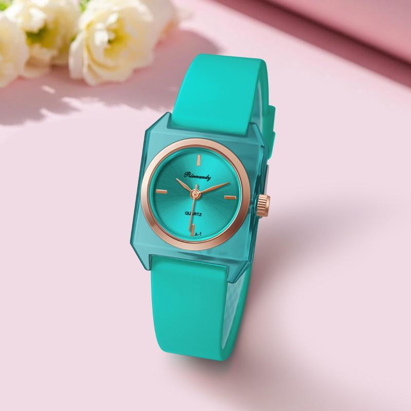 Simple Fashion Square Dial Women Quartz Watch Durable Silicone Strap Casual Daily Wristwatch for Working Ladies