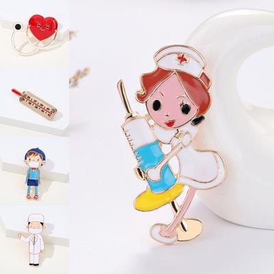 1PC Medical Heart Shaped Brooch Stethoscope Electrocardiogram Pin Jewelry Lapel Backpack Doctor