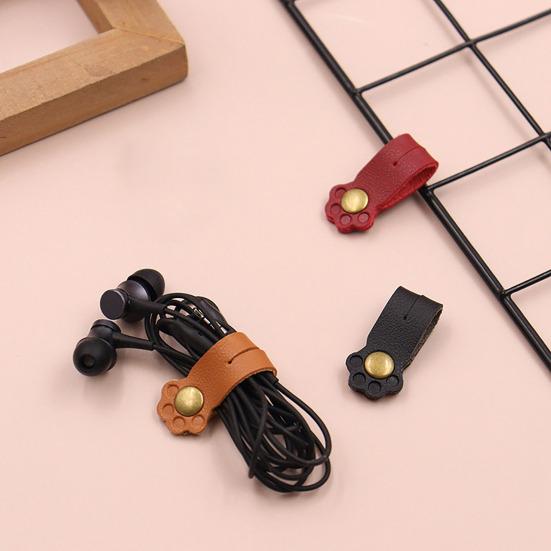 Kedi Pati Kablo Düzenleyici Klipsli Kablo Sarıcı Kulaklıklar Şarj Cihazları Veri Kabloları İçin Masayı Düzenli Tutar Suni Deri Pratik Masa Aksesuarı