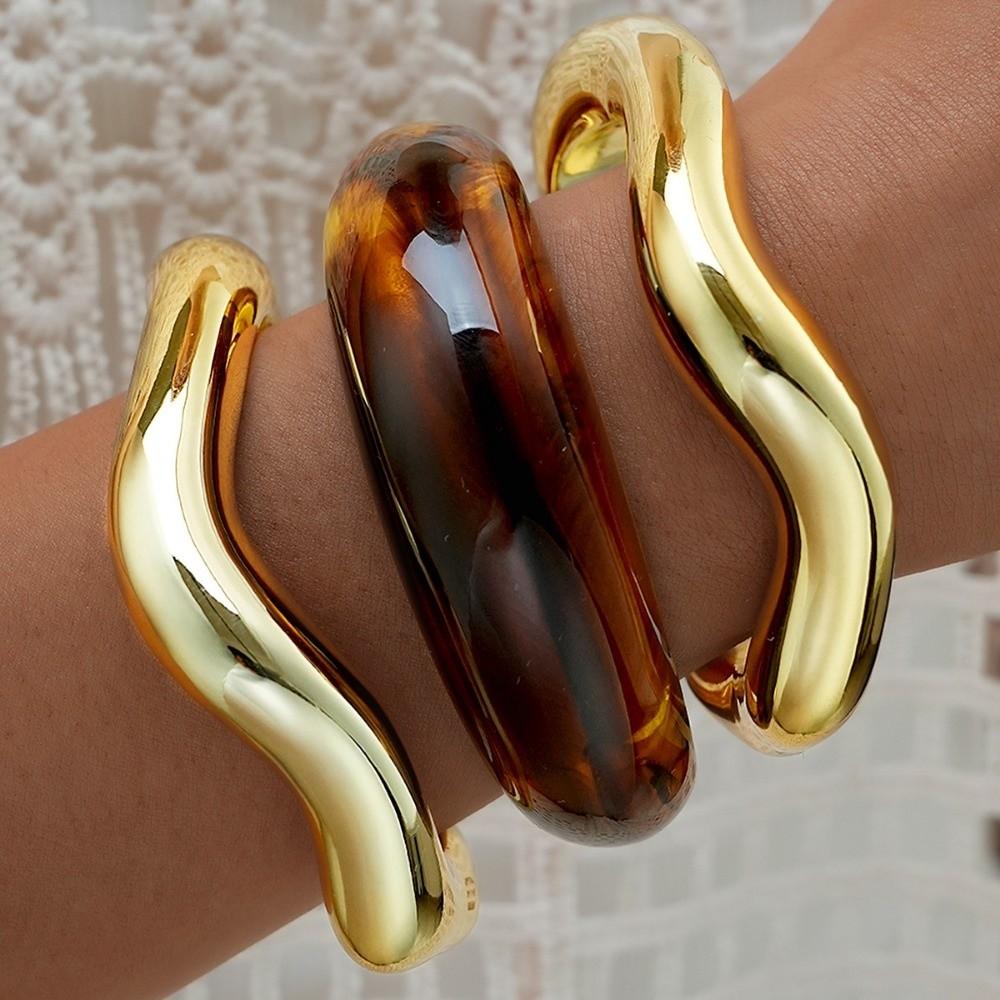 Punk Irregular Resin Bracelet Thickened Exaggerated Chunky Bangles New Cuff Bracelet Set  Women