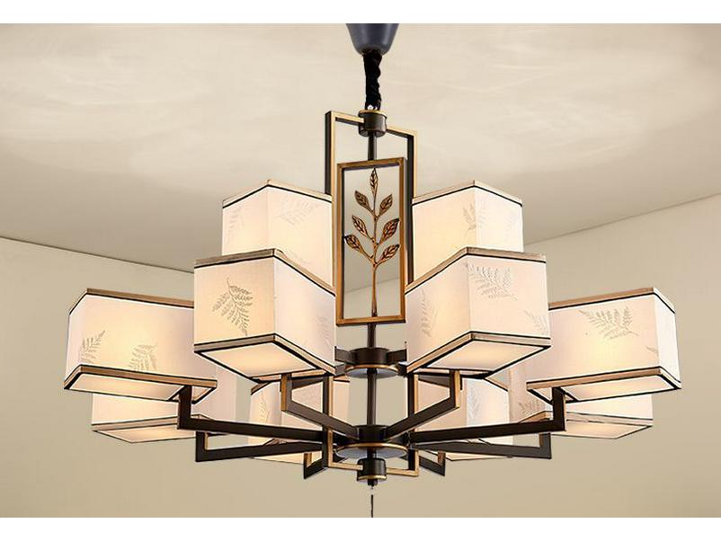 Modern Chinese Zen Square Chandelier for Living Room, Bedroom, or Tea Room