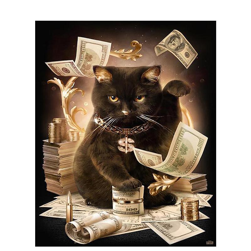 5D Diy Diamond Embroidery Animal Full Round Diamond Painting Cat Diamond Mosaic Cross Stitch Handmade Gift