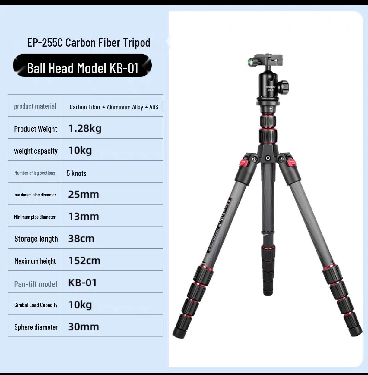 

Portable Carbon Fiber Tripod for DSLR/Mirrorless Cameras - Professional Support for Live Streaming & Shooting