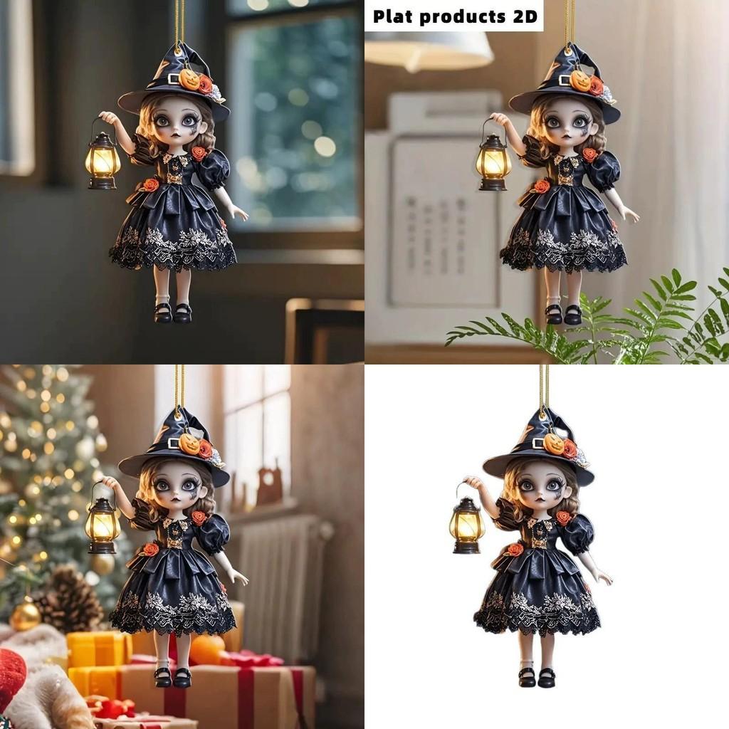 Vehicle Acrylic Pumpkin Witch Halloween Pendant For Car Decoration Interior