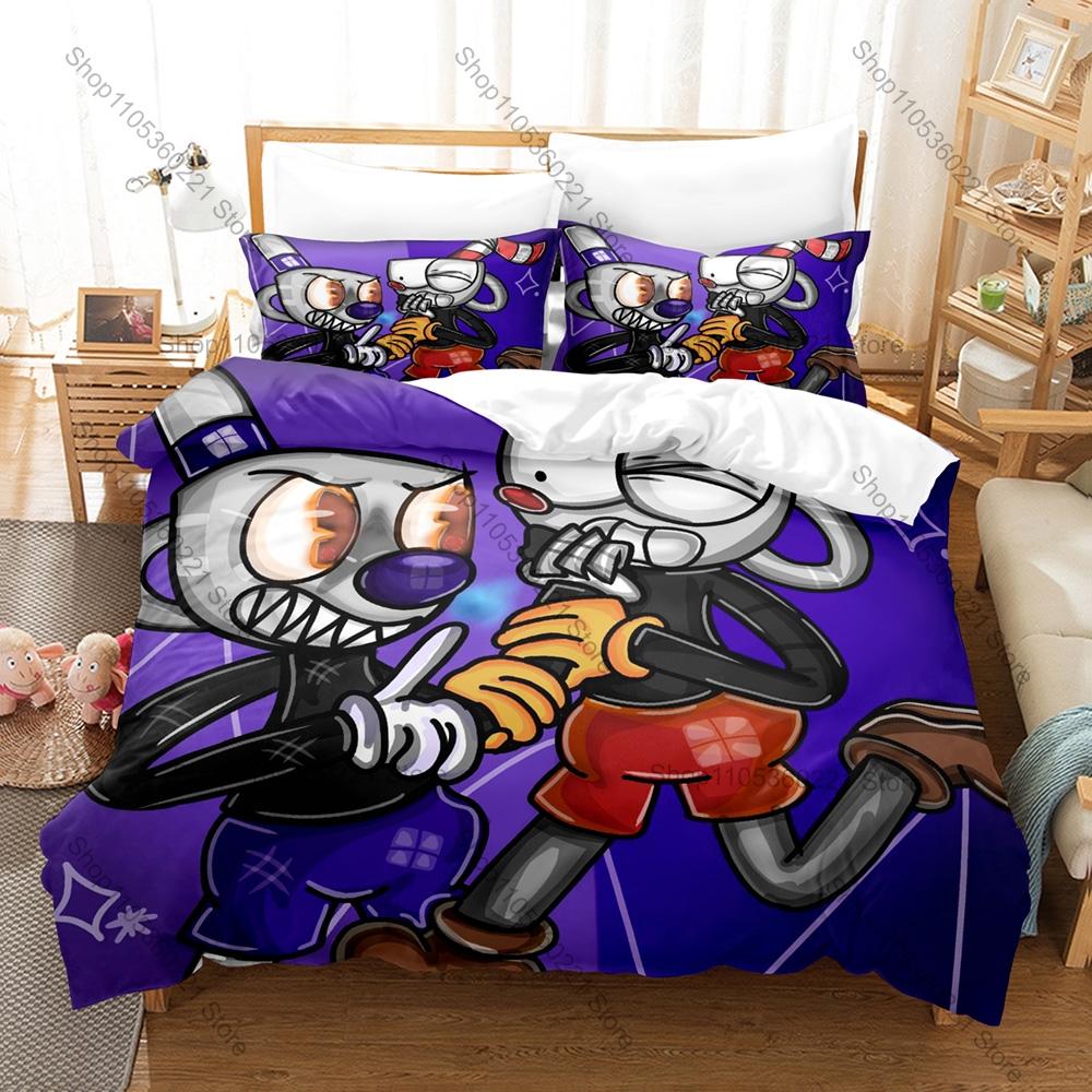 Fajny Klasyczny Run And Gun Cuphead Merch Zestaw Poszew na Kołdrę 1 Poszewka na Kołdrę + 2 Poszewki na Poduszki Miękka Mikrofibra