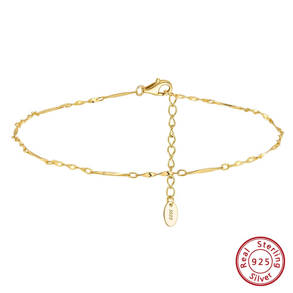 

Effie Queen Dainty 1mm Thin Chain Anklet 925 Sterling Silver Textured Twist Design for Women Fashion Accessories Summer SA79