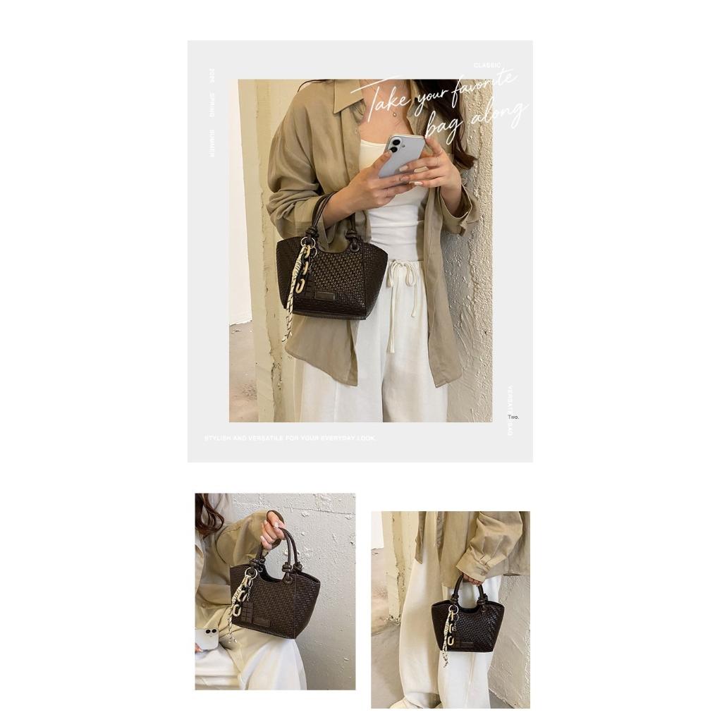 Xeie Thuk Handbag Women PU Leather Woven Texture Crossbody Daily Commute